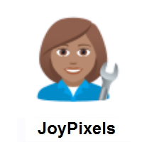 Woman Mechanic: Medium Skin Tone on JoyPixels