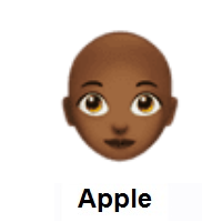 Woman: Medium-Dark Skin Tone, Bald on Apple iOS