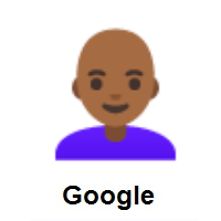 Woman: Medium-Dark Skin Tone, Bald on Google Android