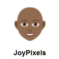 Woman: Medium-Dark Skin Tone, Bald on JoyPixels