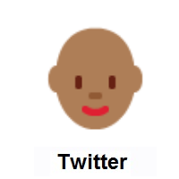 Woman: Medium-Dark Skin Tone, Bald on Twitter Twemoji