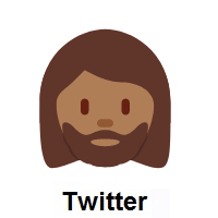 Woman: Medium-Dark Skin Tone, Beard on Twitter Twemoji