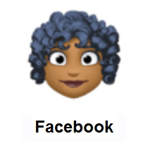 Woman: Medium-Dark Skin Tone, Curly Hair on Facebook