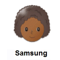 Woman: Medium-Dark Skin Tone, Curly Hair on Samsung