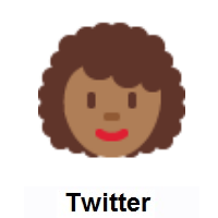 Woman: Medium-Dark Skin Tone, Curly Hair on Twitter Twemoji