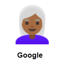 Woman: Medium-Dark Skin Tone, White Hair on Google Android