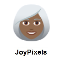 Woman: Medium-Dark Skin Tone, White Hair on JoyPixels