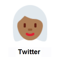 Woman: Medium-Dark Skin Tone, White Hair on Twitter Twemoji