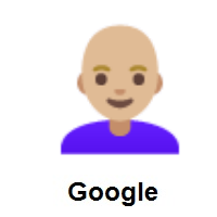 Woman: Medium-Light Skin Tone, Bald on Google Android