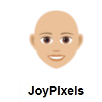 Woman: Medium-Light Skin Tone, Bald on JoyPixels