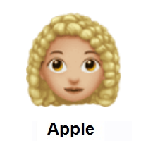 Woman: Medium-Light Skin Tone, Curly Hair on Apple iOS
