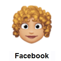 Woman: Medium-Light Skin Tone, Curly Hair on Facebook