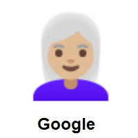 Woman: Medium-Light Skin Tone, White Hair on Google Android