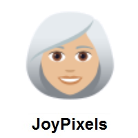 Woman: Medium-Light Skin Tone, White Hair on JoyPixels