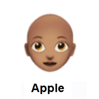 Woman: Medium Skin Tone, Bald on Apple iOS
