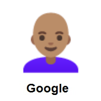 Woman: Medium Skin Tone, Bald on Google Android