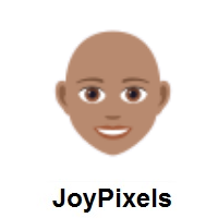 Woman: Medium Skin Tone, Bald on JoyPixels