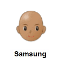 Woman: Medium Skin Tone, Bald on Samsung