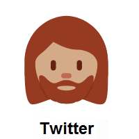 Woman: Medium Skin Tone, Beard on Twitter Twemoji