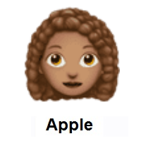 Woman: Medium Skin Tone, Curly Hair on Apple iOS
