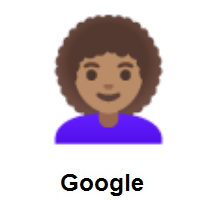 Woman: Medium Skin Tone, Curly Hair on Google Android