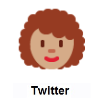 Woman: Medium Skin Tone, Curly Hair on Twitter Twemoji