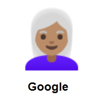 Woman: Medium Skin Tone, White Hair on Google Android