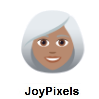 Woman: Medium Skin Tone, White Hair on JoyPixels