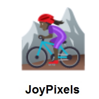 Woman Mountain Biking: Dark Skin Tone on JoyPixels