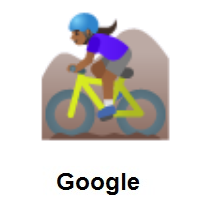 Woman Mountain Biking: Medium-Dark Skin Tone on Google Android