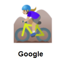 Woman Mountain Biking: Medium-Light Skin Tone on Google Android