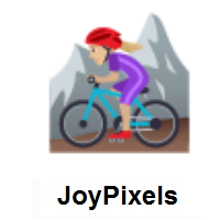 Woman Mountain Biking: Medium-Light Skin Tone on JoyPixels