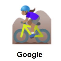 Woman Mountain Biking: Medium Skin Tone on Google Android