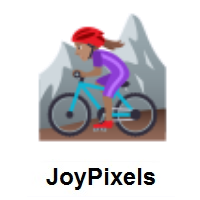 Woman Mountain Biking: Medium Skin Tone on JoyPixels