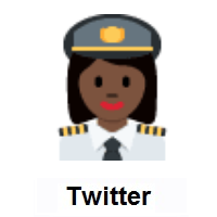 Woman Pilot: Dark Skin Tone on Twitter Twemoji