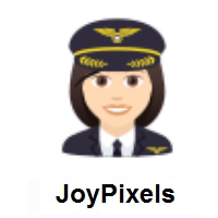 Woman Pilot: Light Skin Tone on JoyPixels