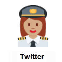 Woman Pilot: Medium Skin Tone on Twitter Twemoji