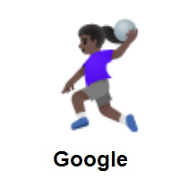 Woman Playing Handball: Dark Skin Tone on Google Android