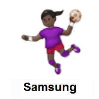 Woman Playing Handball: Dark Skin Tone on Samsung
