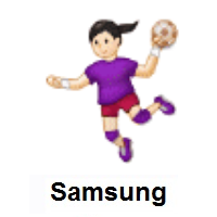 Woman Playing Handball: Light Skin Tone on Samsung
