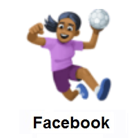 Woman Playing Handball: Medium-Dark Skin Tone on Facebook
