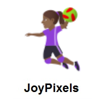 Woman Playing Handball: Medium-Dark Skin Tone on JoyPixels