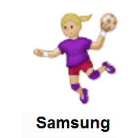 Woman Playing Handball: Medium-Light Skin Tone on Samsung
