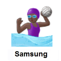 Woman Playing Water Polo: Dark Skin Tone on Samsung