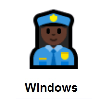 Woman Police Officer: Dark Skin Tone on Microsoft Windows