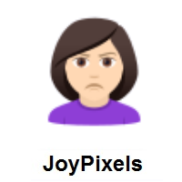 Woman Pouting: Light Skin Tone on JoyPixels