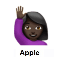 Woman Raising Hand: Dark Skin Tone on Apple iOS
