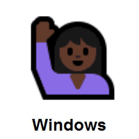 Woman Raising Hand: Dark Skin Tone on Microsoft Windows