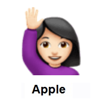 Woman Raising Hand: Light Skin Tone on Apple iOS