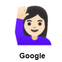 Woman Raising Hand: Light Skin Tone on Google Android